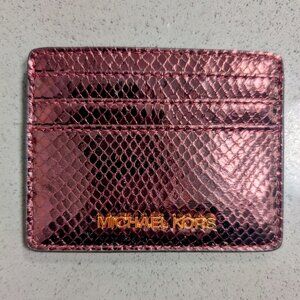 NWT Michael Kors Jet Set snake leather card case